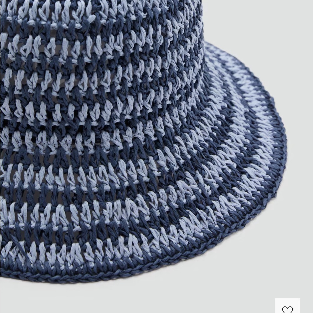 Mango Blue and Gray Striped Hat brand new